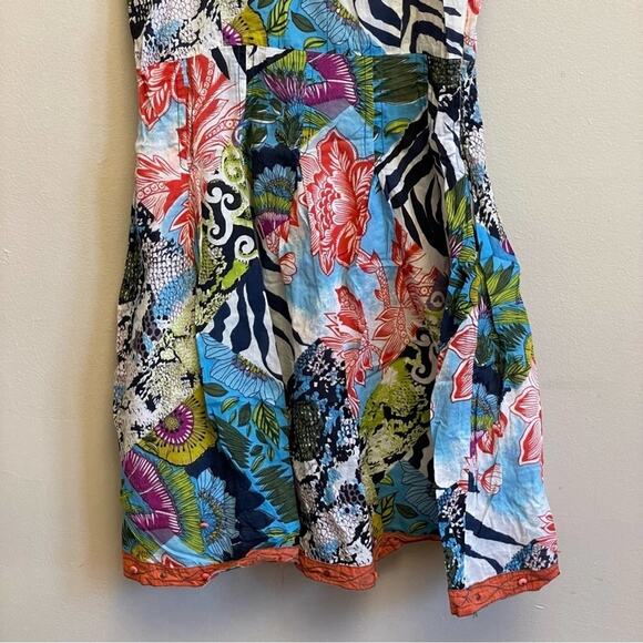 Chaudry KE S mini dress bohemian 100% cotton zebra floral snakeskin - Picture 3 of 9